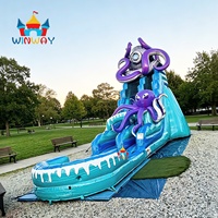 Toboggan aquatique gonflable 20FT à double ou simple piste, design pieuvre des profondeurs, idéal pour événements, fêtes et services de location – Meilleures ventes