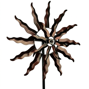 Molinillo de Viento Metálico para Decoración de Jardín con Estaca, Forma Irregular, Acabado Cepillado, Resistente a la Intemperie, Tema Natural Moderno - Product Image 1