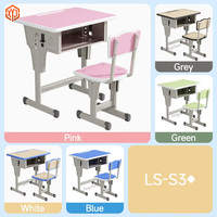 Ensemble bureau et chaise pour étudiants en stock d'usine, mobilier de classe, bureau et chaise d'école à hauteur réglable, tables d'école modernes en métal