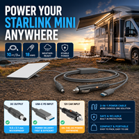 Kabel Data 2-in-1 Starlink Mini USB C/Pemantik Rokok 10FT 100W dengan Selubung PVC Kabel Pengisian Daya DC
