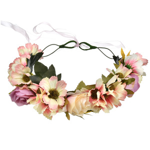 Couronnes de concours de beauté personnalisées de nouvelle conception 2026, bandeaux de fleurs de mariage réglables pour l'extérieur, <span class=keywords><strong>couronne</strong></span> de fleurs artificielles - Product Image 4