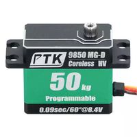 Servomoteur numérique étanche PTK 9850 MG-D avec engrenage SS, moteur HV sans noyau, 50 kg, 0,090 sec, programmable pour avion RC à voilure fixe, voiture RC, hélicoptère
