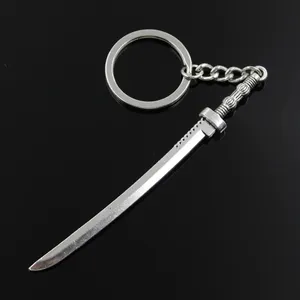 Fashion Men Keychain DIY Metal Holder Chain Vintage Samurai Mini Sword Keychain Keyring