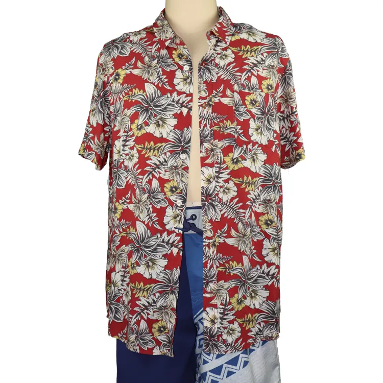 OEM Designer Custom Mens Printed Floral Shirt Casual Cotton Summer Beach Hawaiian Shirt