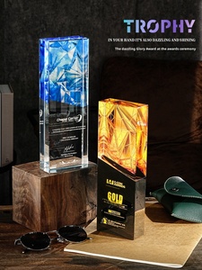 Piala kristal kaca rasa tinggi kustom cetakan Digital ramah lingkungan desain warna-warni kreatif staf luar biasa Perusahaan - Product Image 4