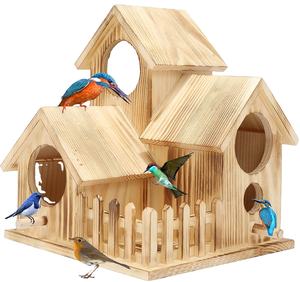 Vintage <span class=keywords><strong>Birdhouse</strong></span> Outdoor Met Pole, Oude Vogelhuisje Houten, Diy Outdoor Indoor Decoratie Grenen - Product Image 1
