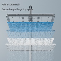 Ensemble de douche de luxe moderne en acier inoxydable avec affichage numérique LED, contrôle thermostatique, jet pluie, brume et cascade