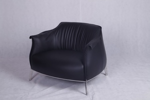 Modernos muebles de diseño Poltrona Frau Archibald Silla de salón gran confort de reproducción en la parte superior de la anilina de cuero negro - Product Image 5