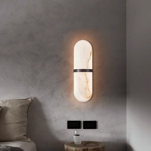 Lámpara de pared minimalista de mármol, fuente de luz LED ovalada de 220V para decoración de sala de estar, dormitorio y pasillo - Product Image 2