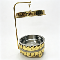 QY Luxe 9L Gouden Hangende Chafing Dish met Glazen Deksel Modern Sierlijk RVS Buffet Warmhouders voor Hotel Bruiloft