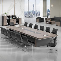 Table de conférence moderne en bois de grande taille, design carré simple, mobilier de bureau commercial modulaire JunCheng FS-704 10 places