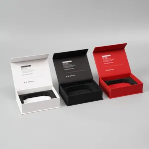 Caja de almacenamiento de cartón con logotipo personalizado, caja de cartón rígida con tapa magnética negra para embalaje de regalo