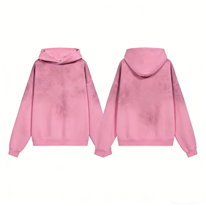 KingSen Sweat à capuche unisexe surdimensionné, 100% coton, imprimé numérique lettres, effet vieilli et délavé, collection hiver, best-seller pour hommes et femmes - Product Image 1