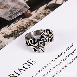 Vintage Style Cross Pattern <b>Titanium</b> Steel <b>Ring</b> For Men Gift Jewelry SA911 - Product Image 3