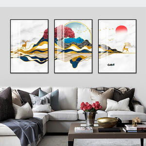 Paysage moderne Salon <span class=keywords><strong>Peinture</strong></span> décorative Canapé Fond Tenture murale <span class=keywords><strong>Triptyque</strong></span> Art mural moderne - Product Image 2