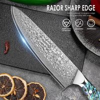Ensemble de couteaux de luxe personnalisés avec logo, en nacre, extrêmement tranchants, en acier Damas VG10 à 67 couches, couteau de chef pour la cuisine et la découpe, idéal pour un cadeau