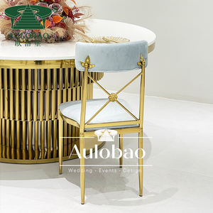 Aulobao เก้าอี้แต่งงานสำหรับเจ้าสาวกรอบโลหะหุ้มด้วยโลหะสไตล์โรโคโค่ - Product Image 5