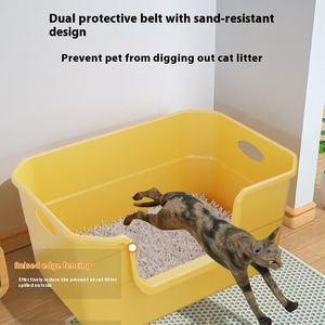 Büyük boy 20L anti-sıçrama kedi kum kabı yavru kedi ve evcil hayvanlar için kolay temiz plastik kapalı tuvalet - Product Image 3