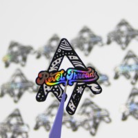 Etiquetas Adhesivas Personalizadas con Logotipo Holográfico de Forma Irregular, Impresión de Pantalla, Troquelado, Etiquetas Holográficas Láser