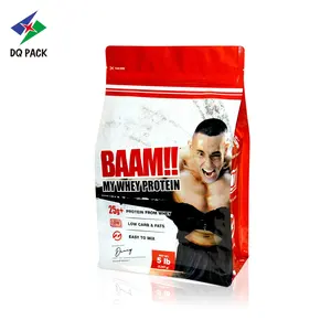 Tùy chỉnh nắp kéo 1lb 5lb lá đứng lên túi dây kéo túi ziplock đáy phẳng Túi Túi protein bột bao bì thực phẩm