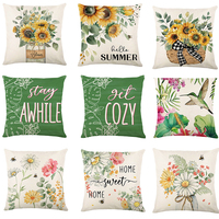 Tournesol décoration oiseaux plantes fleur taie d'oreiller confortable lin coussins couverture taie d'oreiller personnalisée 2024 printemps décor à la maison