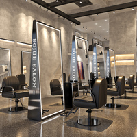 Miroir de Salon de beauté en or, grande longueur verticale, mobilier de Salon de coiffure, plancher de coiffure, maquillage Led