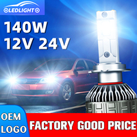 Ampoule de phare LED Cabnus 140W CSP4070 6500K Blanc Double tube en cuivre Driver externe 12V 24V Usine H1 H7 H11 HB3 9005 H4