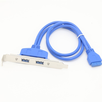 Cable deflector USB 3,0 de doble puerto hembra de 20 pines, soporte de placa con ranura, accesorio de placa base con aislamiento de nailon PTFE de PVC