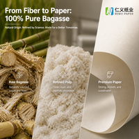 Papier en vrac FSC 100% vierge en pulpe de bagasse à motifs, pour gobelets en papier brun, matières premières pour café, thé, bloc-notes et emballage en papier de bagasse
