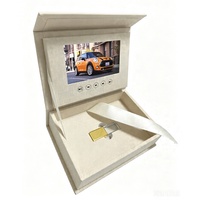 Boîte photo USB personnalisée en lin, boîte cadeau vidéo LCD pour mariage, boîte vidéo photo avec écran LCD