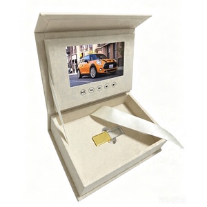 Scatola USB Personalizzata in Lino per Foto Matrimoniali, Scatole Regalo <span class=keywords><strong>Video</strong></span> con Schermo LCD, Box Fotografico con Display LCD - Product Image 2