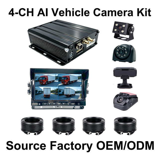 H.265 4CH Vehicle Surveillance Kit 7 Inch HD Display 4G WIFI GPS Recording System With ADAS DMS BSD for Bus Cargo Security OEM