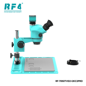 Microscope trinoculaire HD RF4 RF-7050TVD2+2KC2PRO avec zoom 7-50X et caméra 2K pour la soudure <span class=keywords><strong>de</strong></span> circuits imprimés <span class=keywords><strong>de</strong></span> téléphones portables, ensemble d'outils <span class=keywords><strong>de</strong></span> microscope - Product Image 5
