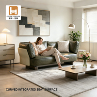 Ensemble de canapés d'angle multifonctionnels de luxe italiens sur mesure, meubles modernes en cuir courbé 3 places pour salon