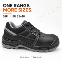 Chaussures de sécurité personnalisées CE S1P, basses, en cuir croûte, avec semelle extérieure en PU injecté et bande réfléchissante, tailles EU 35-48, vente en gros