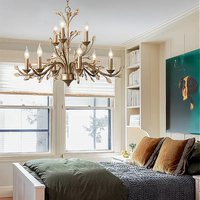 Yihao Lustre En Cristal Américain En Forme De Branche Français Lumière De Luxe Pendentifs Lumière Villa Appartement Hôtel Nouveau Design Lustre