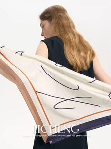 ผ้าไหม100% ขั้นสูงผ้าคลุมไหล่ผ้าทอลายทแยงขนาดใหญ่ผ้าพันคอทรงสี่เหลี่ยมรูปทรงเรขาคณิตลายสัตว์ประดับแฟชั่นสำหรับผู้หญิง - Product Image 4