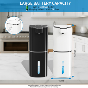 Dispensador de jabón líquido automático, dispensador de jabón de manos inteligente recargable por USB, montaje en pared para baño, cocina, plato, jabón - Product Image 5