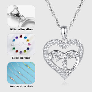 Collier pendentif en argent Sterling 925, pendentif famille, cœur en zircon cubique, <span class=keywords><strong>arbre</strong></span> de vie, bijoux - Product Image 5