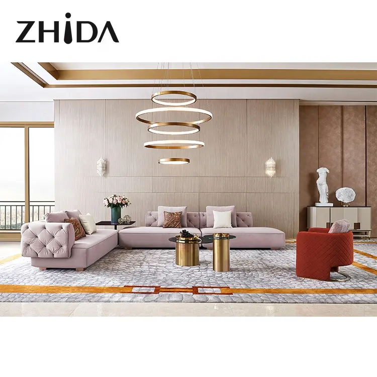 Zhida-sofá de diseño ligero para sala de estar, muebles seccionales para casa, villa de lujo