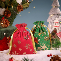 Sacs cadeaux en velours avec cordon de serrage en feuille d'or de qualité supérieure pour Noël, pochettes réutilisables pour cadeaux de fête, bijoux et présents