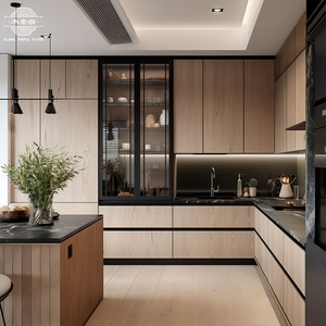 Hiện đại tùy chỉnh rắn gỗ và MDF u-hình dạng tủ bếp với bồn rửa trực tiếp từ các nhà sản xuất cho biệt thự hoặc căn hộ - Product Image 2