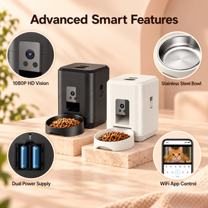 Comedero Automático para Gatos con WiFi, Cámara Remota, Comidas Programadas y Opciones de Color Negro o Blanco - Product Image 1