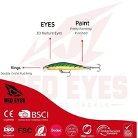 Échantillon Gratuit Leurre Minnow Flottant Red Eyes 90mm 7.7g, Holographique Interne, Appât Dur pour Longue Portée, Bass et Redtail, Vente en Gros