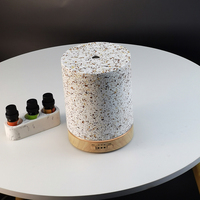 Diffuseur d'arômes en terrazzo avec base en bois véritable, diffuseur d'huile céramique ultrasonique de 200 ml, diffuseur d'huiles essentielles en terrazzo