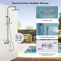 Ensemble de douche extérieur moderne à double poignée, robinetterie chromée polie, système de douche en laiton pour piscine, plage et jardin