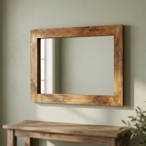 Espejo de Pared Decorativo Hecho a Mano con Marco de Madera Natural de Diseño Moderno y Lujoso, Grabado Personalizado, Ecológico, para Bodas y Sala de Estar - Product Image 1