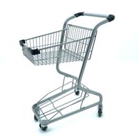 Chariot de courses de supermarché à double panier, en métal, avec revêtement en poudre, avec fil d'acier pour les épiceries