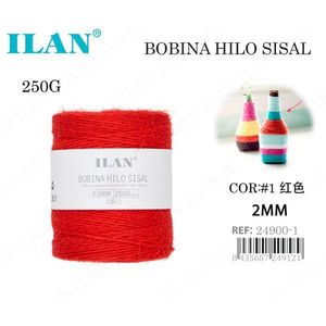 Bobina di Filo Sisal Rosso 2mm 250G per Artigianato - Product Image 1