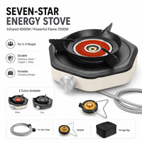 Réchaud de camping portable monobloc en acier inoxydable coupe-vent au butane, brûleur à gaz extérieur pour faire bouillir du thé, pique-nique et cuisine en camping